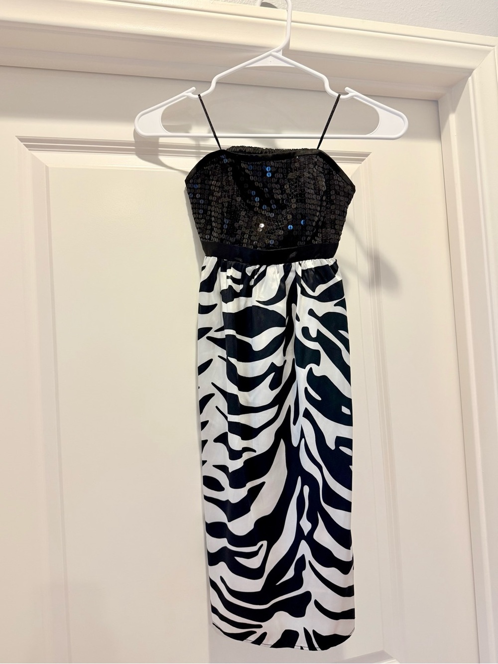 GUESS Jeans XS Sequin Zebra Print Satin Midi Dress Y2K Black